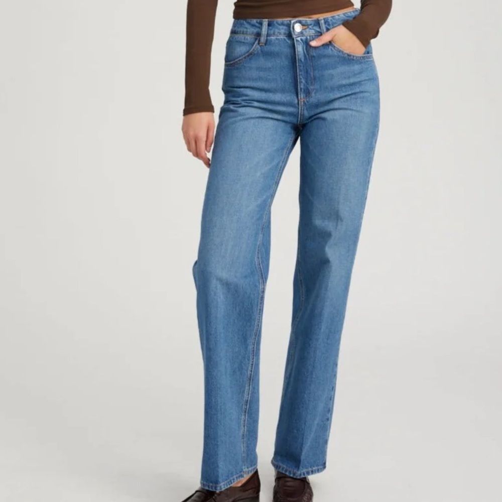 Sprwmn Marion Loose Straight Denim In Medium Vintage Blue, Size 31